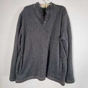 G.H. Bass & Co. Men XXL Gray Faux Sherpa Lined Pullover Sweater With Snap Collar